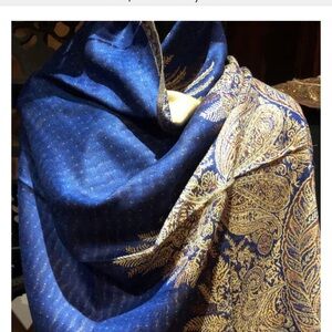 Elegant Royal Blue Paisley Wrap Shawl Scarf